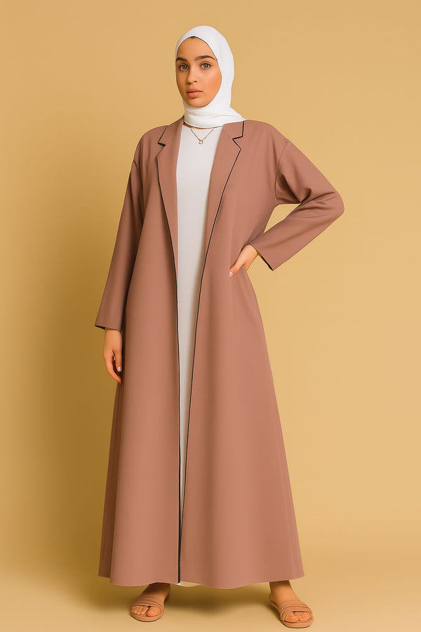 2PC Dusty Rose elegance coat style abaya - Hijab by Dania