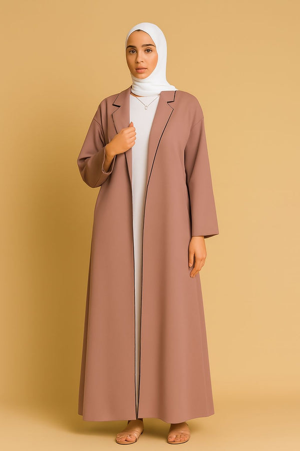 2PC Dusty Rose elegance coat style abaya - Hijab by Dania