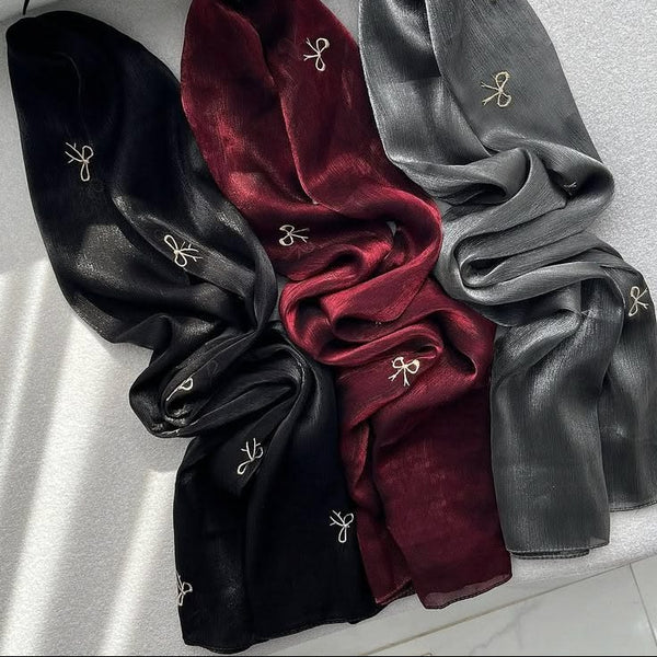 Organza Shimmer Embroidered Hijab