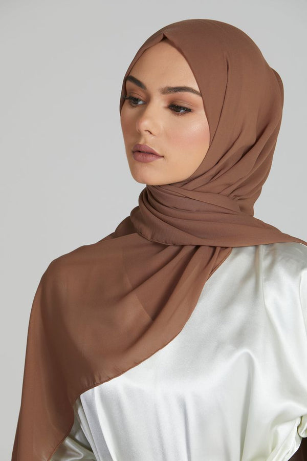 classic coffee brown chiffon hijab