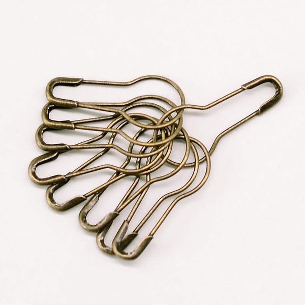 Metal Thick Gourd Safety Pins-Steel Wire Pins Clothing Tag Pins Trimming Fastening Safety Locking Clip Buttons DIY Craft Sewing Home Accessories (Bronze)