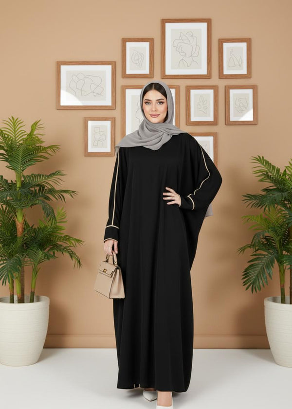 Classic black piping abaya
