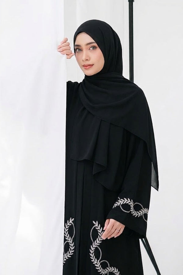 Black Sleeves Embroidery Abaya