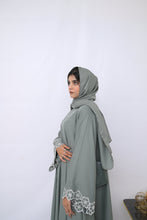 Dania's Pistachio Floral Embroidered Abaya-221