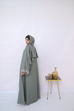 Dania's Pistachio Floral Embroidered Abaya-221