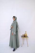 Dania's Pistachio Floral Embroidered Abaya-221
