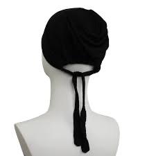 White And Black Tie-Back Hijab Cap
