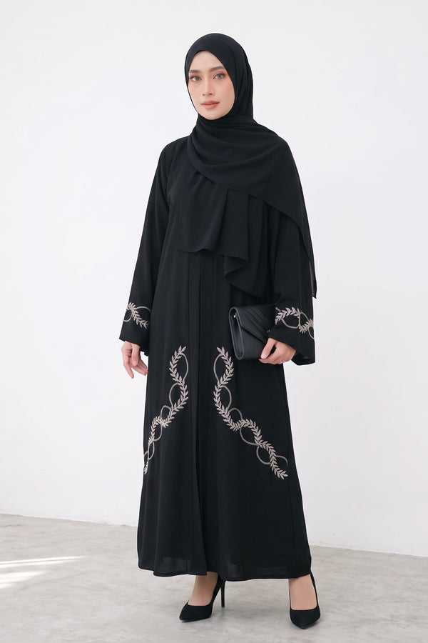Black Sleeves Embroidery Abaya