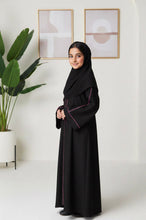 Black Abaya with Pink Trim