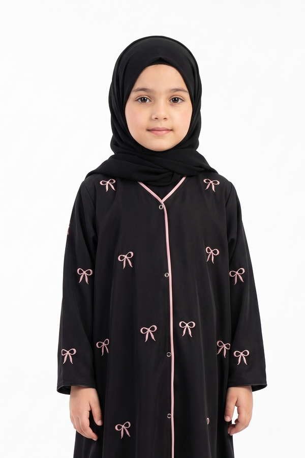 *kids pink bow abaya