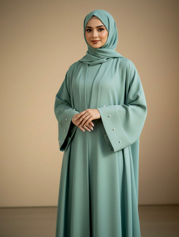 Mint sleeves pearl abaya