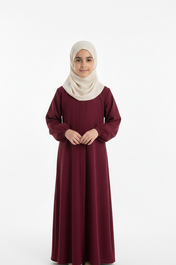 kids basic maroon abaya