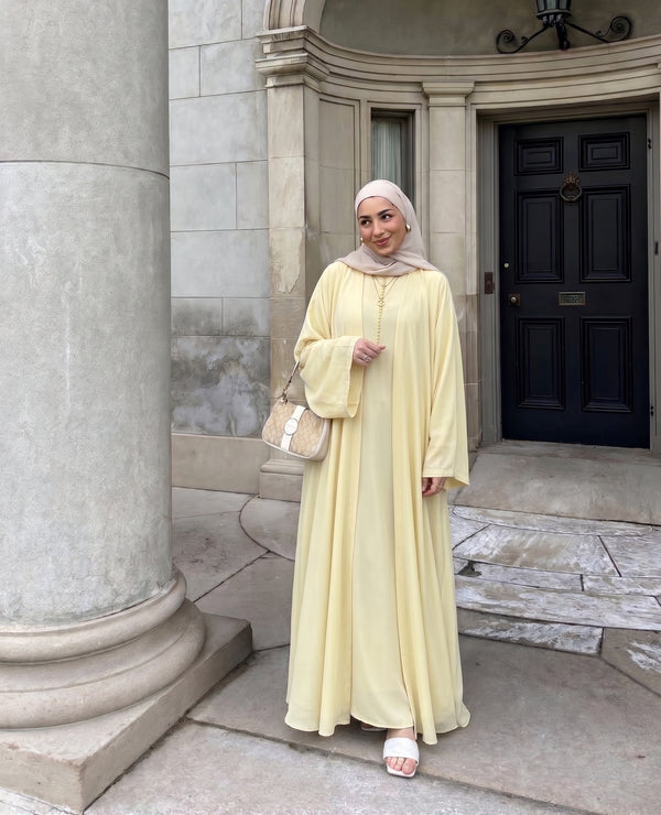 Butter Yellow Layered Abaya