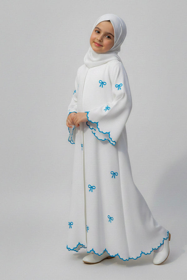 kids bow abaya_blue