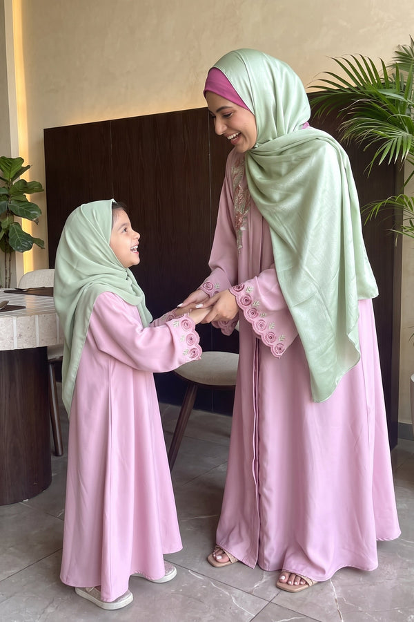 Dusty Pink  Mommy & Me Abaya Set