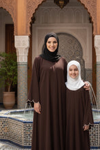 Mommy and Me abaya set with white cuttwork cuff
