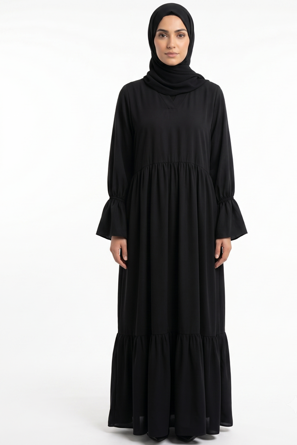 *Classic Black Tiered abaya