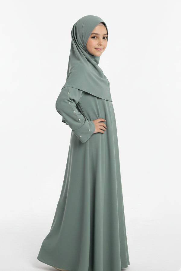 Divine Pearl drape kids abaya