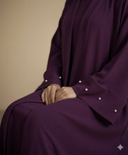 plum sleeves pearl abaya