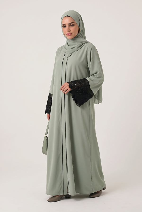 Black Patch Work Abaya