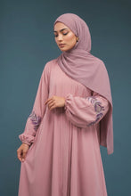 Pink Embroidered Flower Abaya