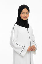 kids White Grace piping abaya