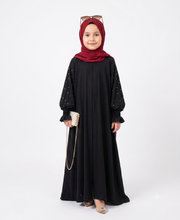 Ballon pearl sleeves kids abaya