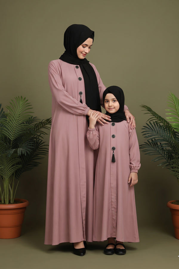 3 Button style Mommy and Me Abaya Set
