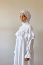 Kids white frill abaya