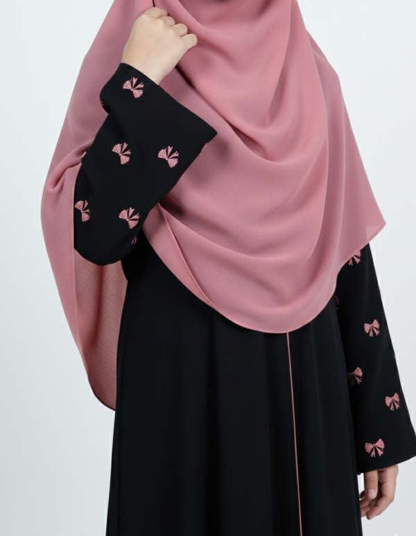 Blush bow abaya