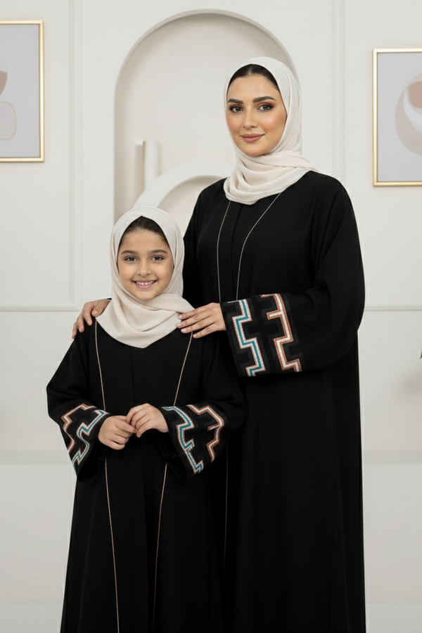 Zigzag embroidery  Mommy And Me Abaya