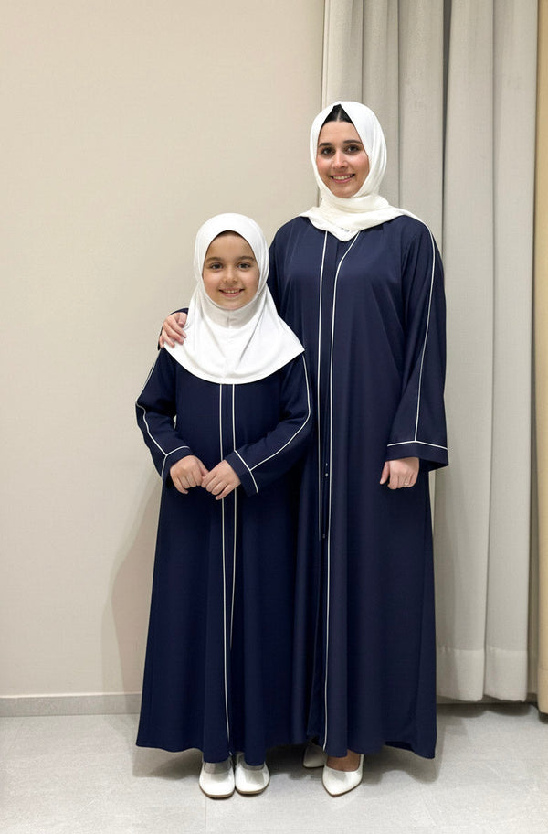 navy blue basic piping Abaya Mommy & Me Abaya Set