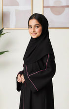 Black Abaya with Pink Trim