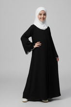 White Sleeves scalloped embroidery kids abaya