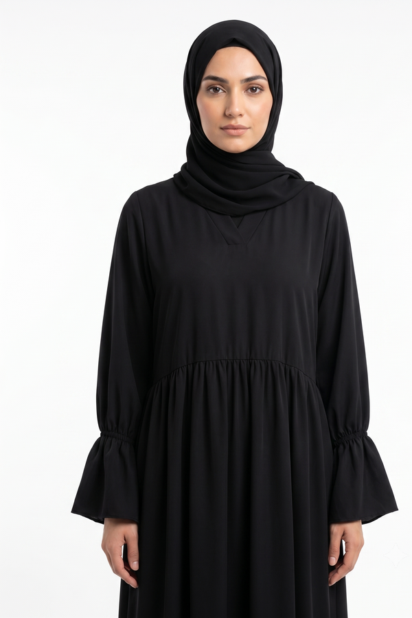 *Classic Black Tiered abaya