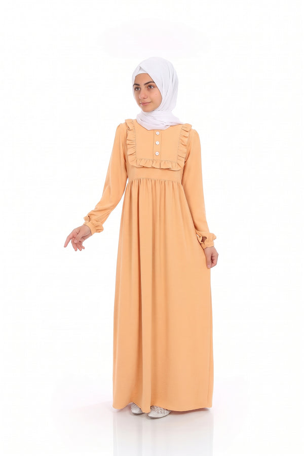 Peach Frill Abaya