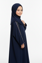Safaa Navy Floral Trim Abaya