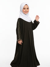 Safaa Navy Floral Trim Abaya