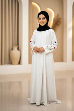 kids Multi Color heartline abaya_white