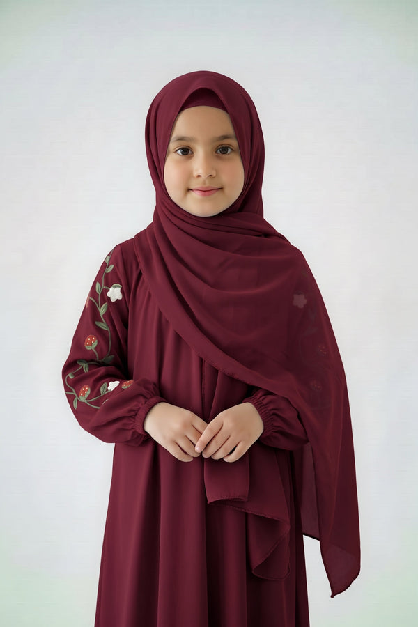 kids fruity sleeves embroidery abaya                                                                                                                                         kids fruity sleeves abaya