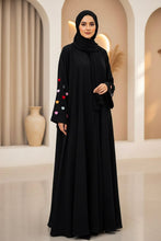 Women Black Multi Color Heartline Abaya
