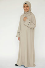kids black basic with white piping abaya