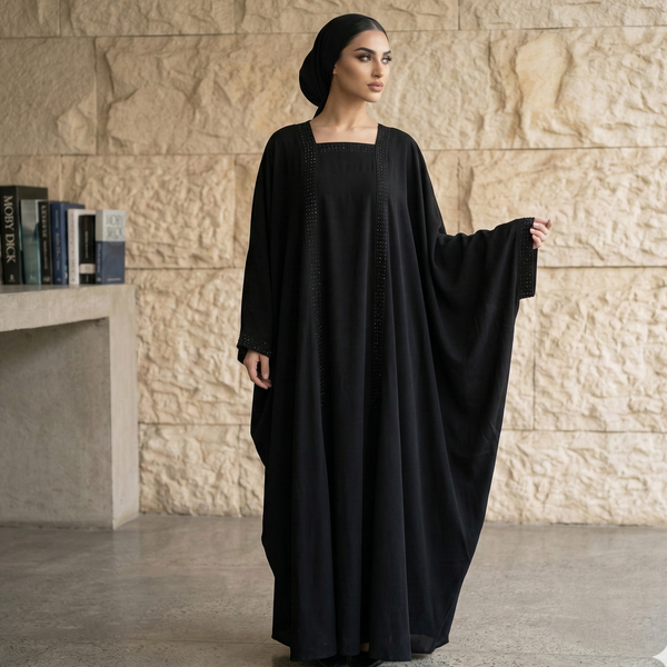 Black Stone Kaftan abaya
