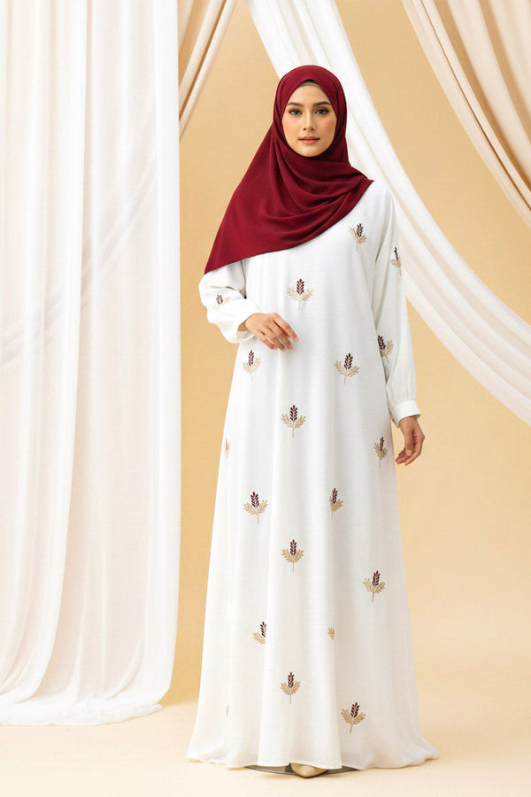 Ivory Fern Embroidered Abaya