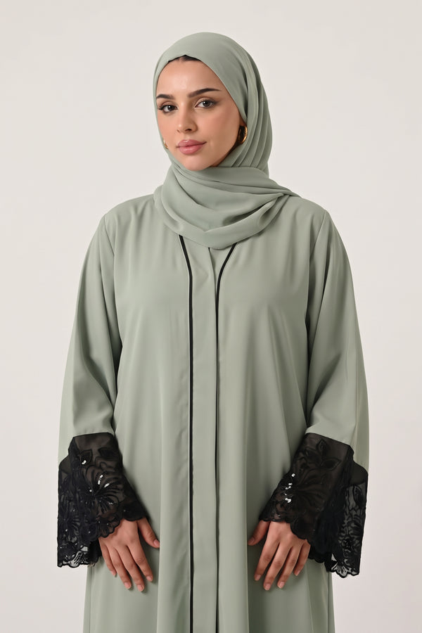 Black Patch Work Abaya
