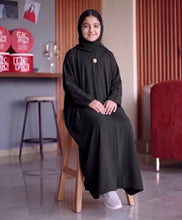 kids basic white pearl button abaya