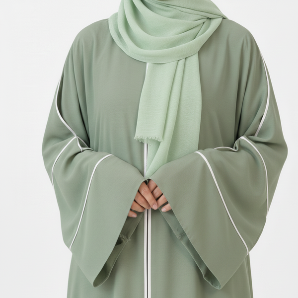 Sage Serenity Contrast Abaya