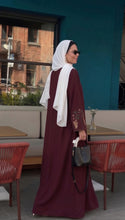 Floral Elegance Mehroon Embroided Abaya.- 60