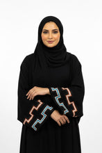Women black zigzag Embroidery abaya