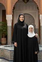 Mommy and Me abaya set with white cuttwork cuff